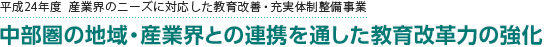 平成24年度  産業界のニーズに対応した教育改善・充実体制整備事業 『中部圏の地域・産業界との連携を通した教育改革力の強化』