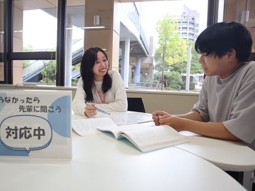 先輩や仲間と一緒に学ぶ学生のイメージ写真