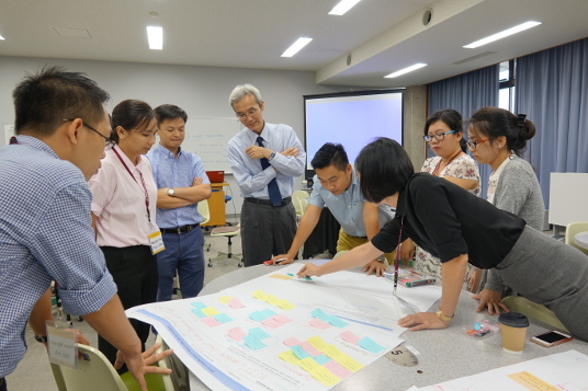 越日工業大学（ベトナム）の教員を対象としたプロジェクトデザイン教育研修会。金沢工業大学は越日工業大学にカリキュラムを輸出している