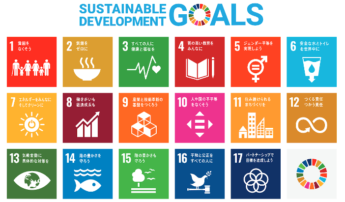 ＳＤＧｓの１７の目標（国連広報センターウェブサイトより）