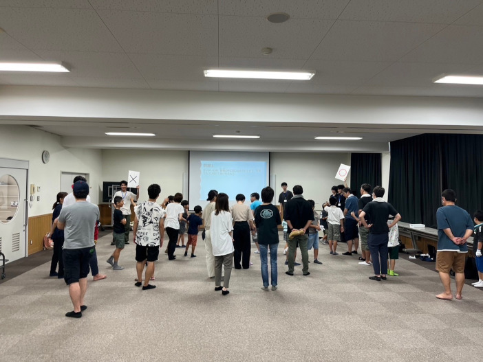 防災クイズは〇✕形式で行われた