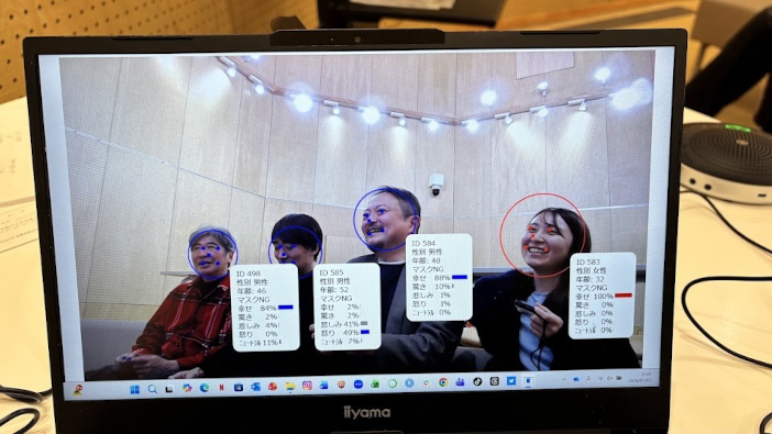 被験者の感情をAIにより数値化している様子 被験者の感情をAIにより数値化している様子