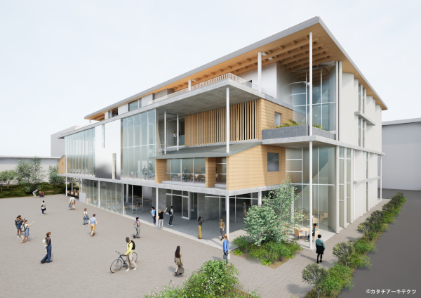 扇が丘キャンパス南校地で令和9年春に完成予定の「X(クロス)デザインラボ」 扇が丘キャンパス南校地で令和9年春に完成予定の「X(クロス)デザインラボ」