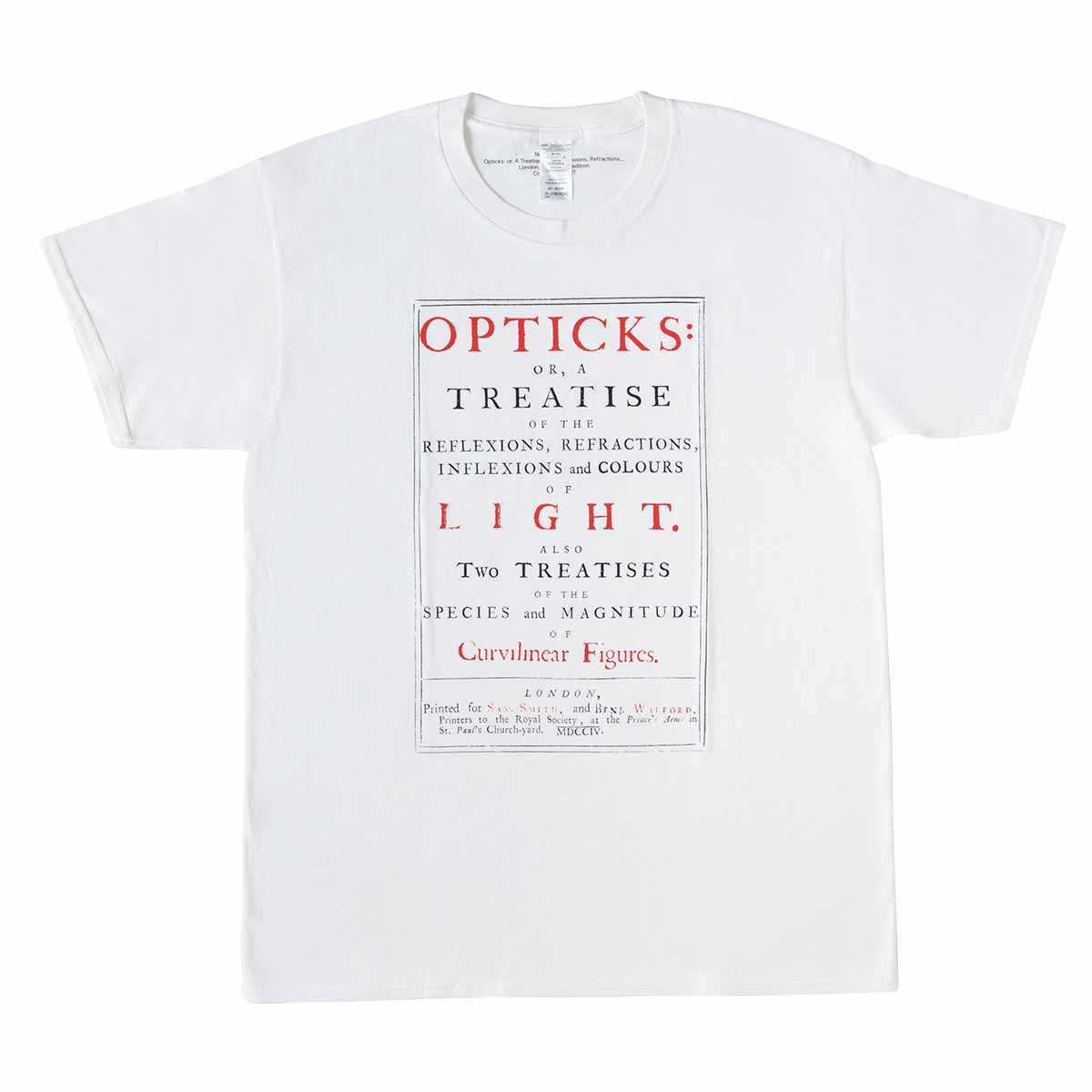 Tシャツ	C. アイザック・ニュートン『光学 光の反射、屈折、回折、色についての論考』1704年(白)